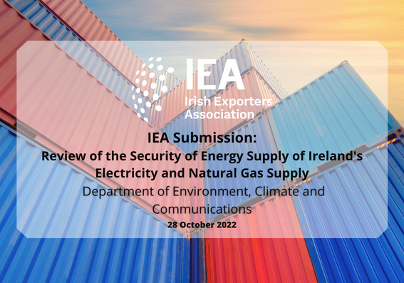 IEA Submission: Review of the Security of Energy Supply of Ireland’s Electricity and Natural Gas Systems
